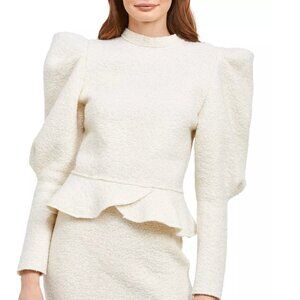 NWT - En Saison Cream Boucle Puffed Sleeve Sweater - SM